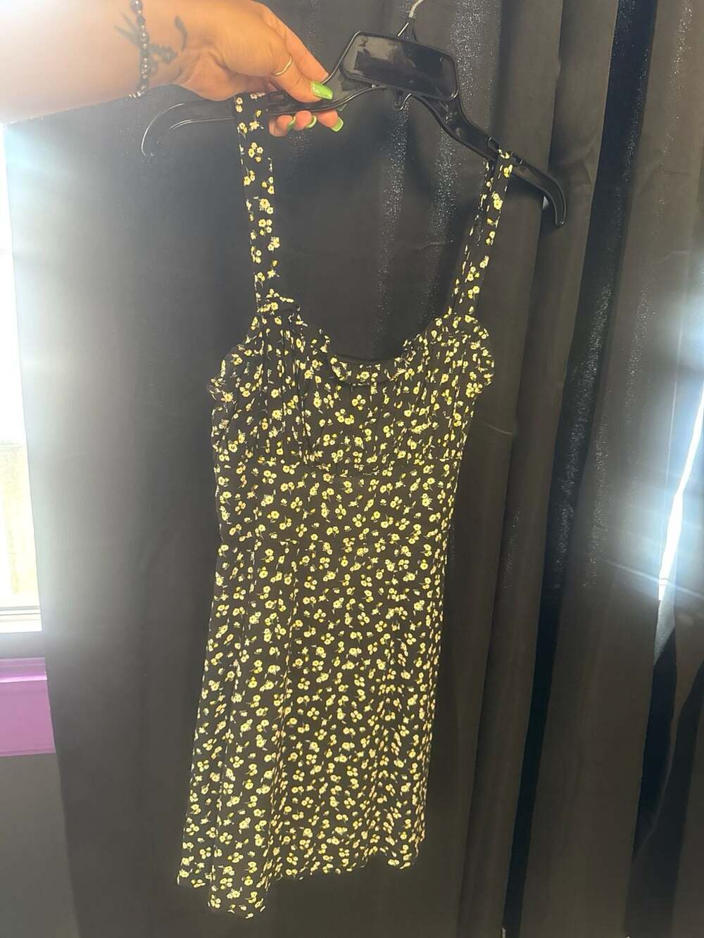 RIXX Clothing Company Black Floral Smocked Back Mini Dress Size S